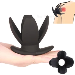 Silicone Anal Dilator Hollow Petal Tunnel Buttplug Anal Expander Vagina Speculum Expansion Sounding Woman Men Dildo Anus Sex Toy