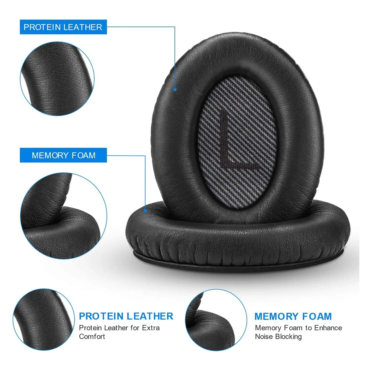 Replacement Earpads for Quiet Comfort 35 (QC35) and QuietComfort 35 II (QC35 II) Headphones(Black)