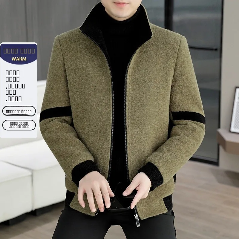 

Men's Fce Lined Thiened ort Collar Casual Slim Fit Woolen Jaet Autumn Winter Faion Urban Sle Zipper Closure Coat