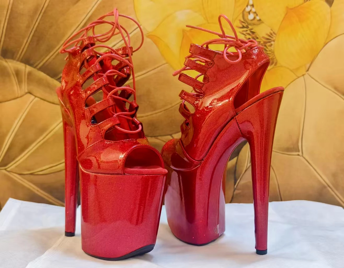 IDEAL MA 20cm tiang menari Super Heels jari terbuka sandal Stripper