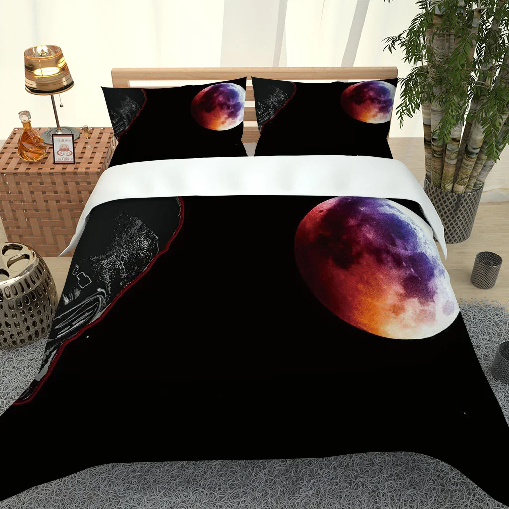 Full Queen Bed Set 3D Sky Planet Quilt Cover Comforter Cover 3 Pieces Pattern Duvet Cover Set Bedding For Aldult Kids Bed Set