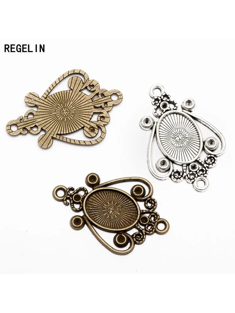REGELIN 20 sztuk/partia antyczny brąz/antyczne srebro Cabochon puste bazy wewnętrzna 14*10 MM tacy urok wisiorek DIY metalowe komponenty do biżuterii — zdjęcie 2