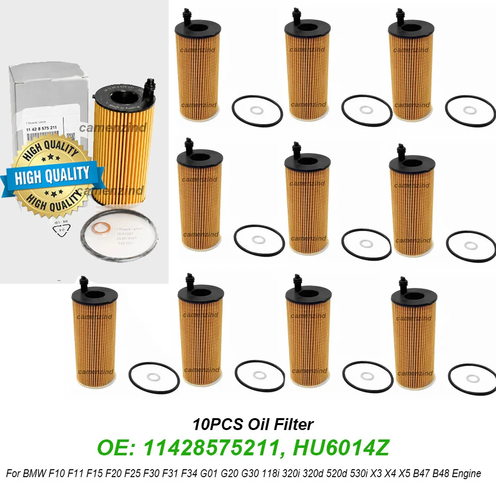 

10PCS Engine Oil Filter Element Kit 11428575211 HU6014Z 04152WAA01 OX8132D For BMW F22 F23 F30 F32 F36 G30 G01 B46 B47 B48