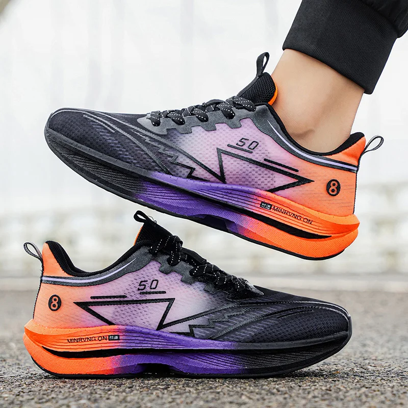 Marathon Men Sports Running Shoes Carbon Board Air Cushion Breathable Lightweight Women's Comfortable Athletic Nonskid Sneakers