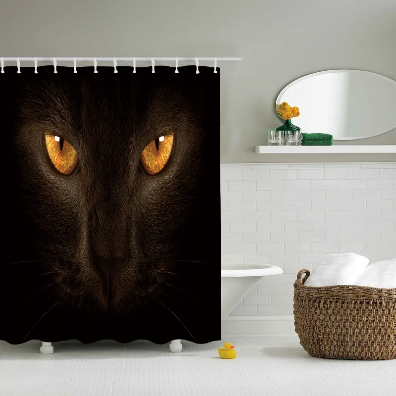 New 3D Cat Waterproof and Mildew Proof Shower Curtain Printing Bathroom Curtain Shower Curtain Curtains Bathroom Decor 180x180cm