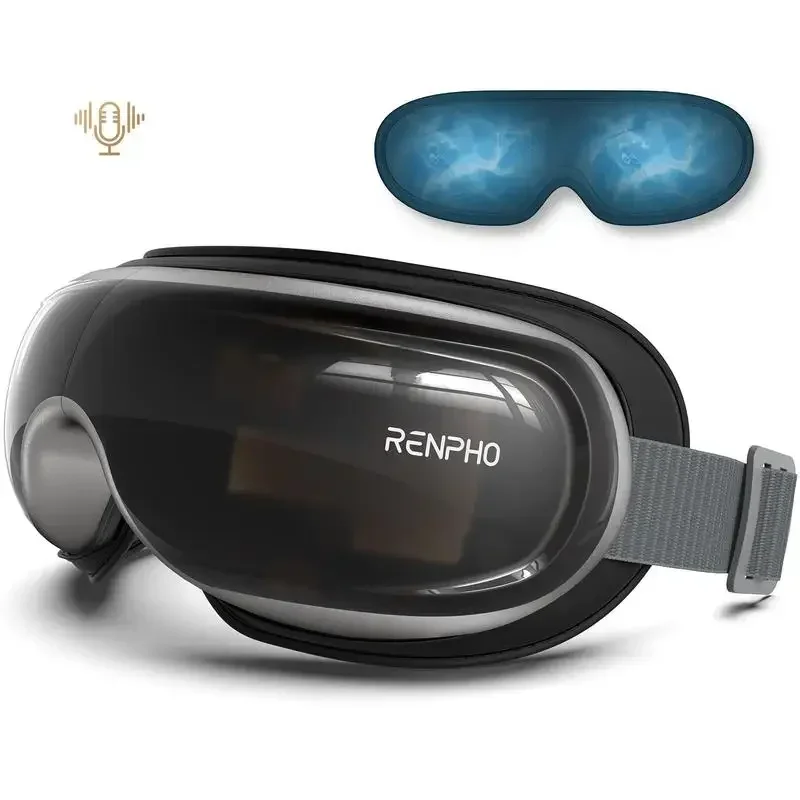 RENPHO Eyeris 3 Voice Controlled Eye Massager with Heat and Cooling for Migraines, DIY Heated Eye Mask , Music Eye Relax Devices