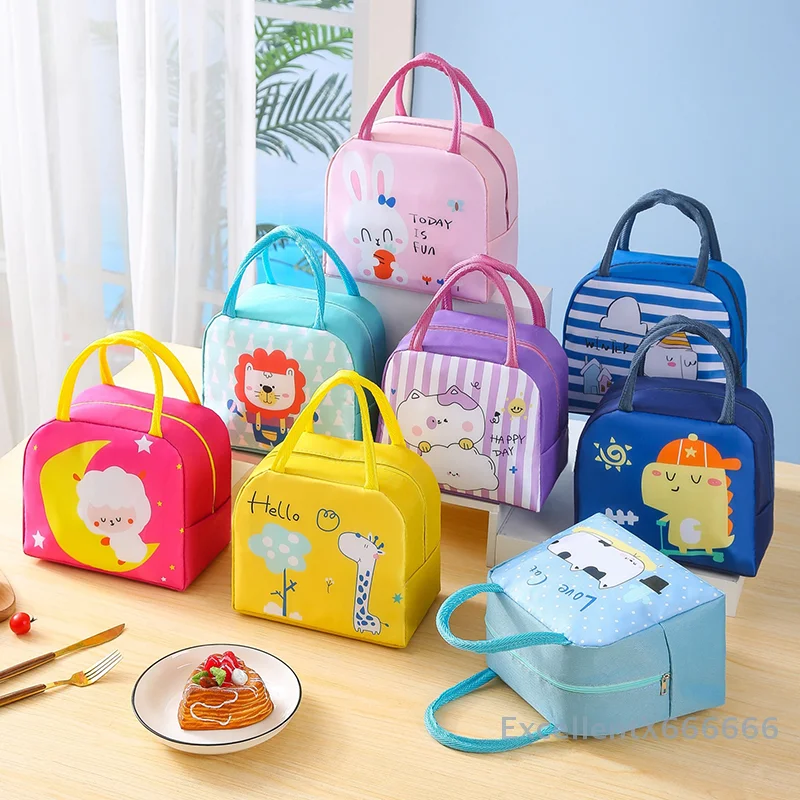 

Cartoon Insulated Lunch Box Tote Bag Hand-held Bento Bag Lunch Insulation Bag Aluminum Foil Thickened Lunch Box Bag