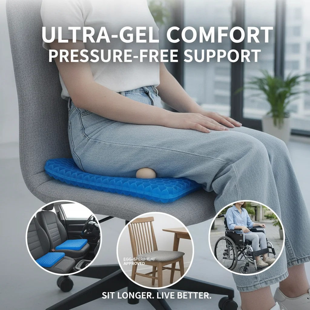 Wabenförmiges Gel-Kühlkissen für Sommer-Bürositz Silikagel-Sitzkissen Auto-Kühlsitz Komfortabel Atmungsaktiv Ergonomisch