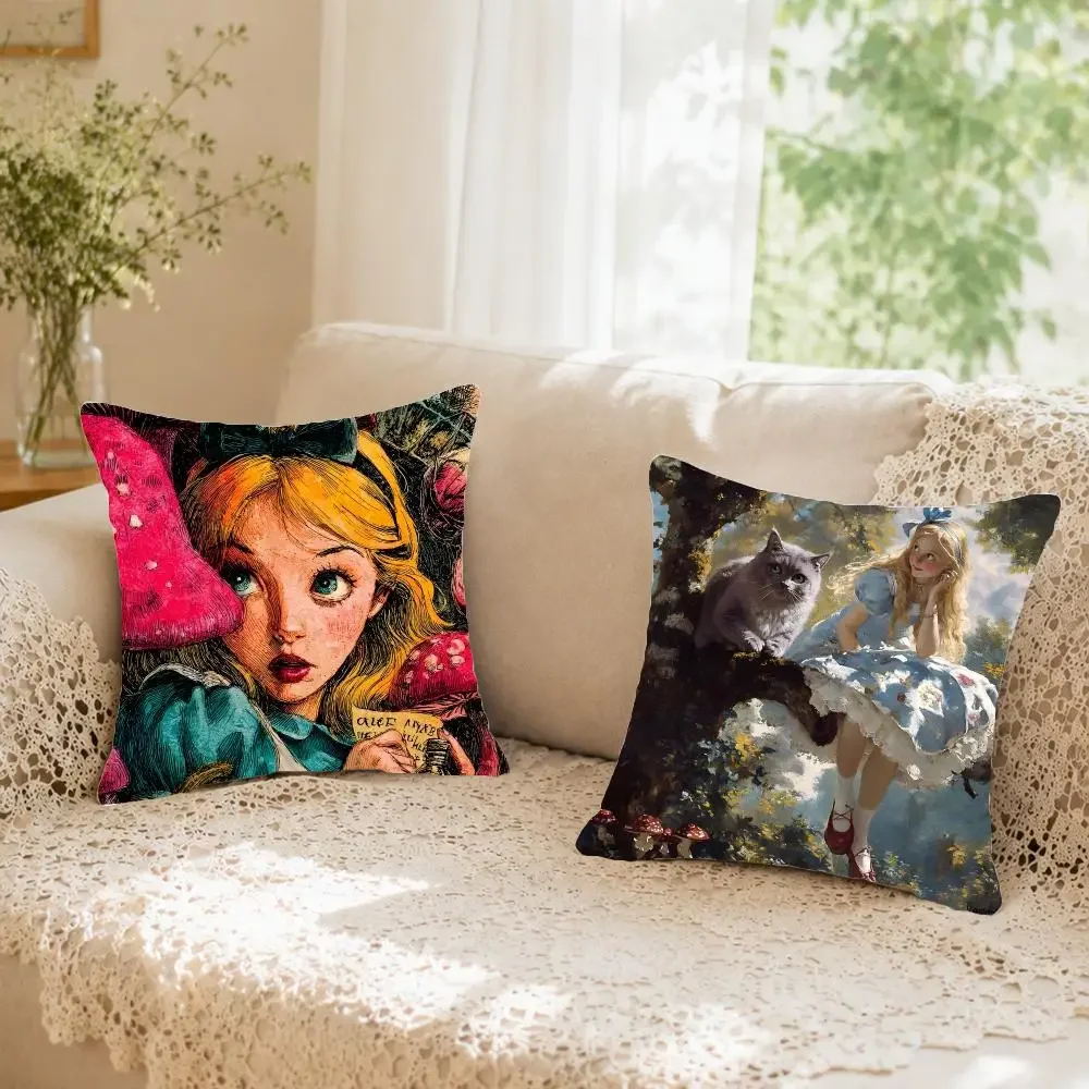 Literature A-Alice's Adventures in Wonderland Cushion Cover Faux fur decorative Dark academia style Cat scratching post Rustic