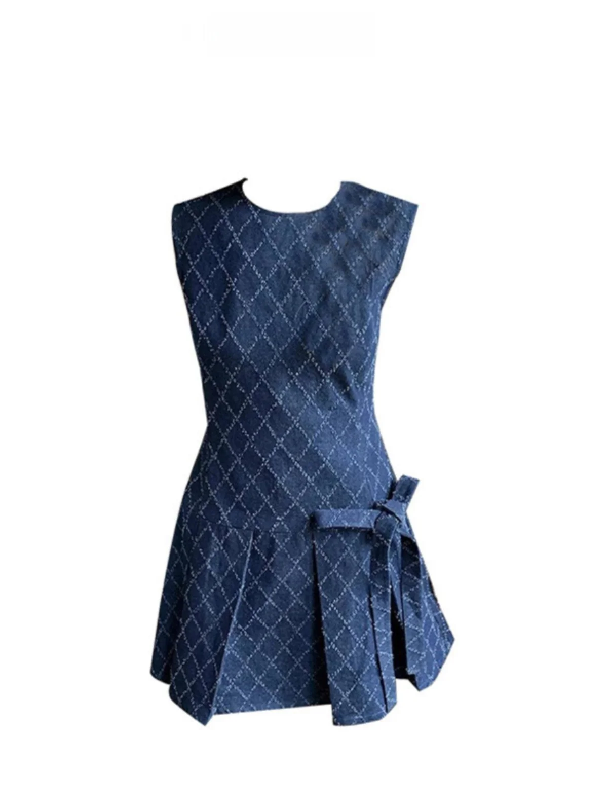 

Retro Denim Vest Dress Elegant Slimming Sleeveless Short Skirt Summer High Waist V-Neck Commute Style Fashionable Neck Hanging