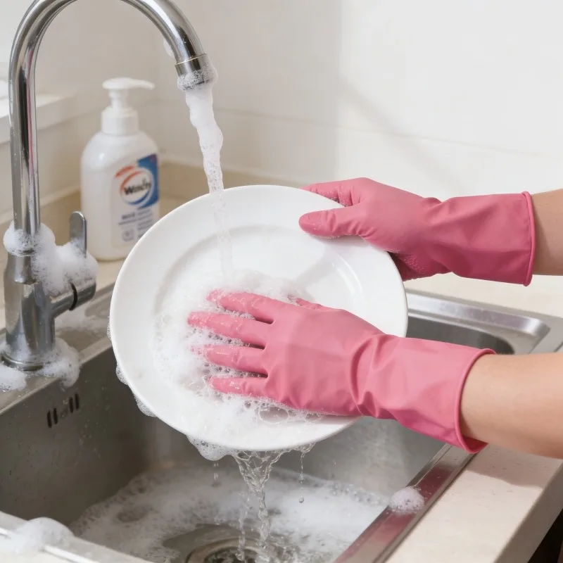 Disposable Nitrile Gloves 10Pcs M L Pink Thick Powder Free Food Grade Kitchen Waterproof Oilproof Elastic Protective
