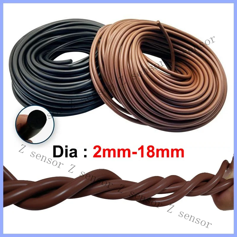 Z+ Black Brown Fluorine Rubber solid Round Sealing Strip O-ring Seal Cord  2-18mm