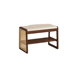 2-Layer Shoe Changing Stool Slippers Luxury Shoe Shelf With Soft Cushion Integrated Living Room Bench Shoe Cabinet Leisure Seat
