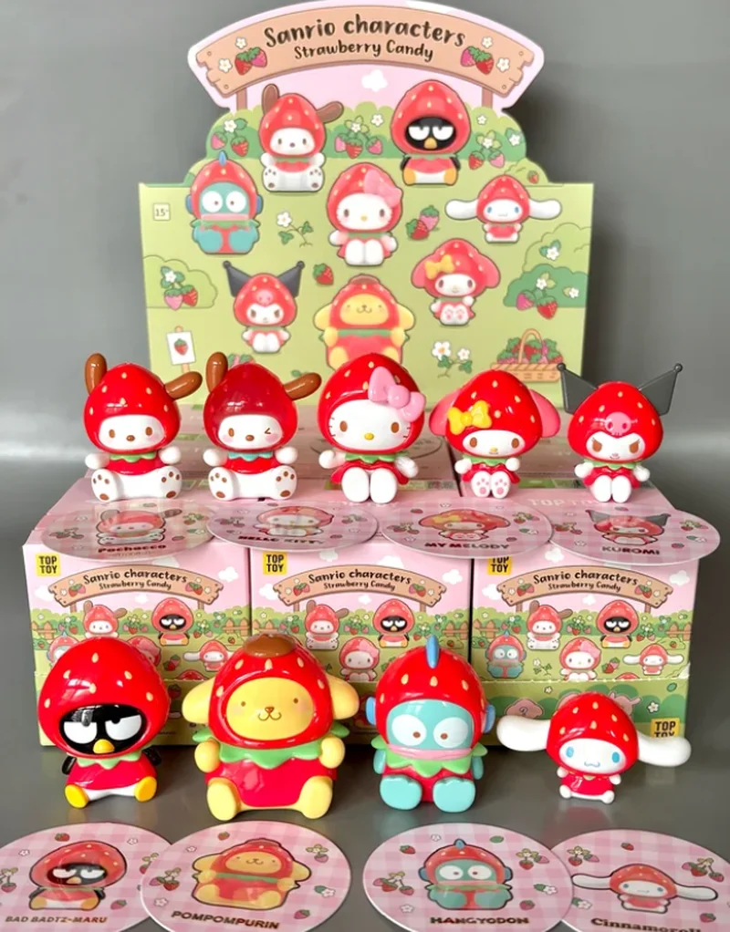 

Оригинальный новый мини-брелок Sanrio Strawberry Sugar в прозрачной упаковке, милый аниме-фигурка-подвеска для коллекционеров аниме.