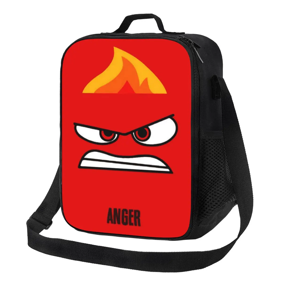 Custom Inside Out Anger Lunch Boxes for Women Waterproof Cartoon Thermal Cooler Food Insulated Lunch Bag School Children Student