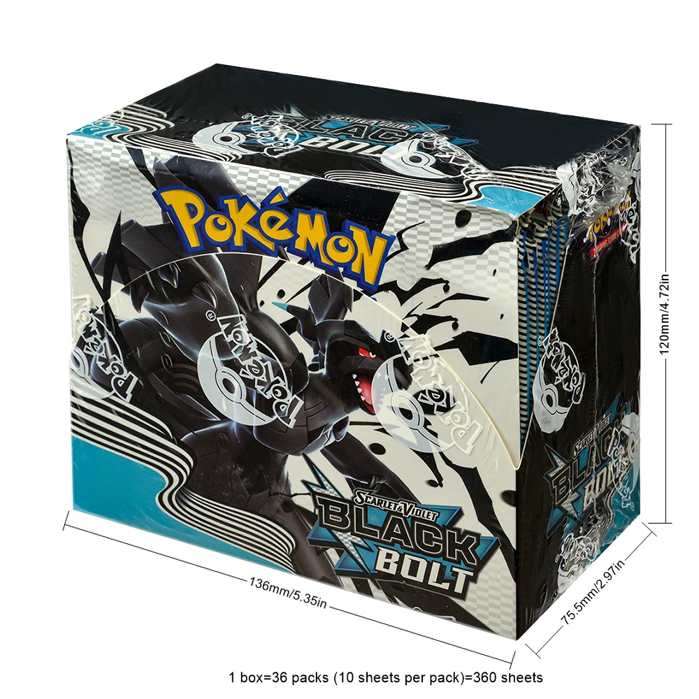 

360 шт. Английский покемон TCG: Алая фиолетовая черная коробка с болтами Торговая карта Pokemon 36 упаковок Коробка