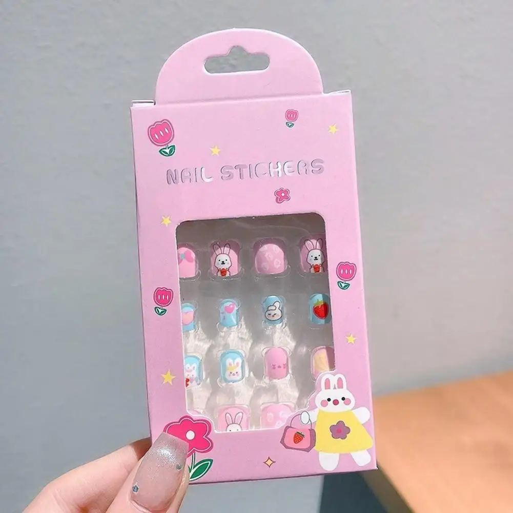 Uñas postizas Kawaii para niños, juego de pegatinas de Arte de uñas, Kit de uñas creativas Diy para uñas de moda