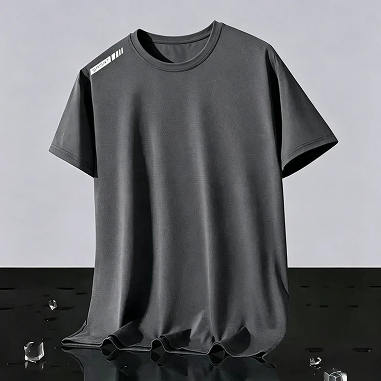 Neue Ice Silk Laufshirts für Herren, lockeres Kurzarm-Oberteil, Basketball-Gym-Sportbekleidung für Männer, Fitness-Workout, atmungsaktives Mesh-T-Shirt – Detail 29
