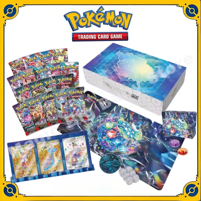 ของแท้ Pokemon Trading การ์ด PTCG US Version Too Happy Bagos Ex คอลเลกชันของขวัญกล่อง UPC การ์ด SV7 เติมกระเป๋าของขวัญ