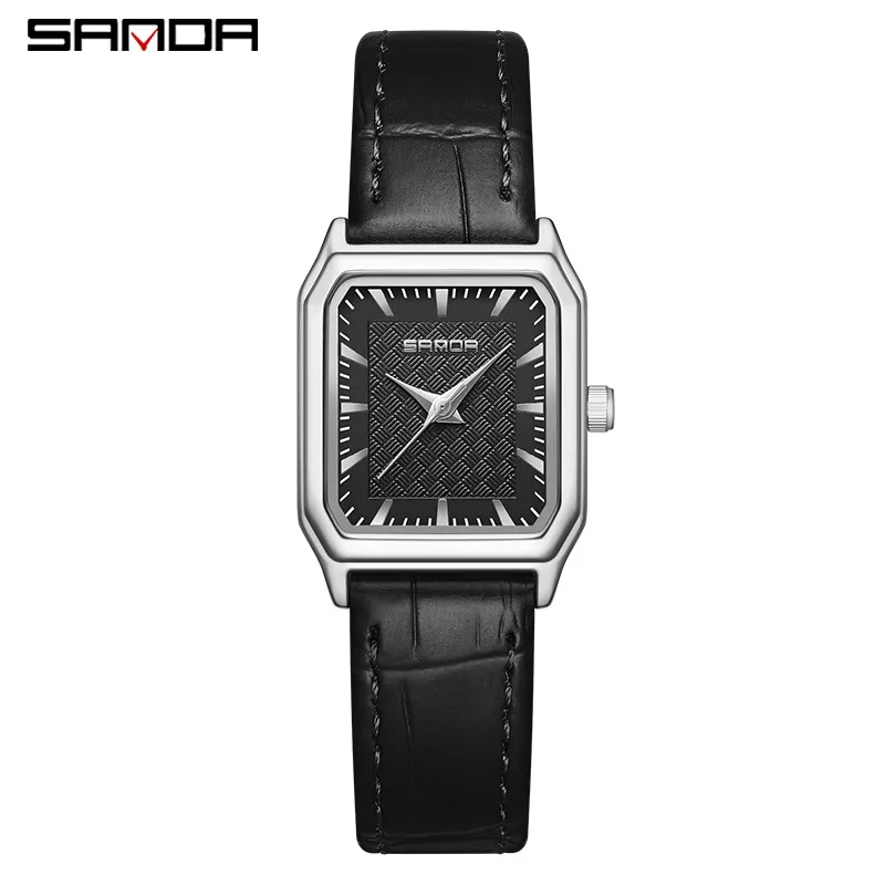 Sanda 1121 reloj de cuarzo ligero de lujo para mujer, relojes impermeables para mujer, reloj de mujer de cuero elegante de alta calidad