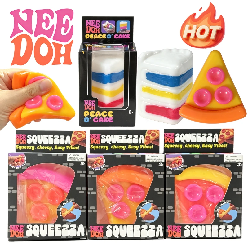 Schylling Needoh Pizza Peace Cake Squeeze Fidget Sensory Toy Slow Rebound Relief Squishy Anxiety Adults ADHD Focus Comfort Toy