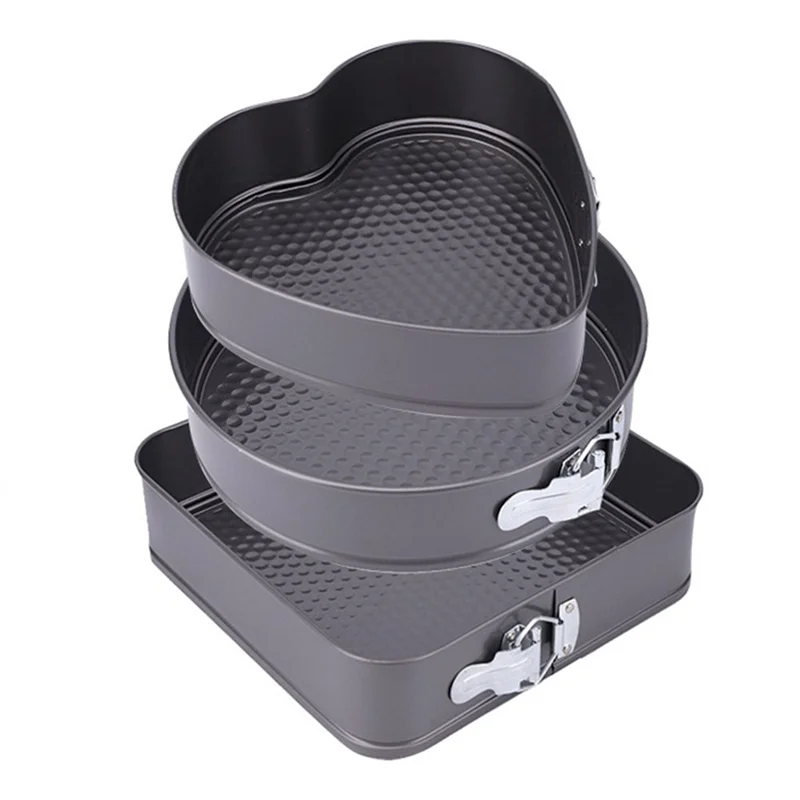 

P-Portable-3Pcs Springform Cake Pan Non-Stick Cheese Cake Pan, Removable Bottom Leakproof Cake Pan For Baking Enthusiast