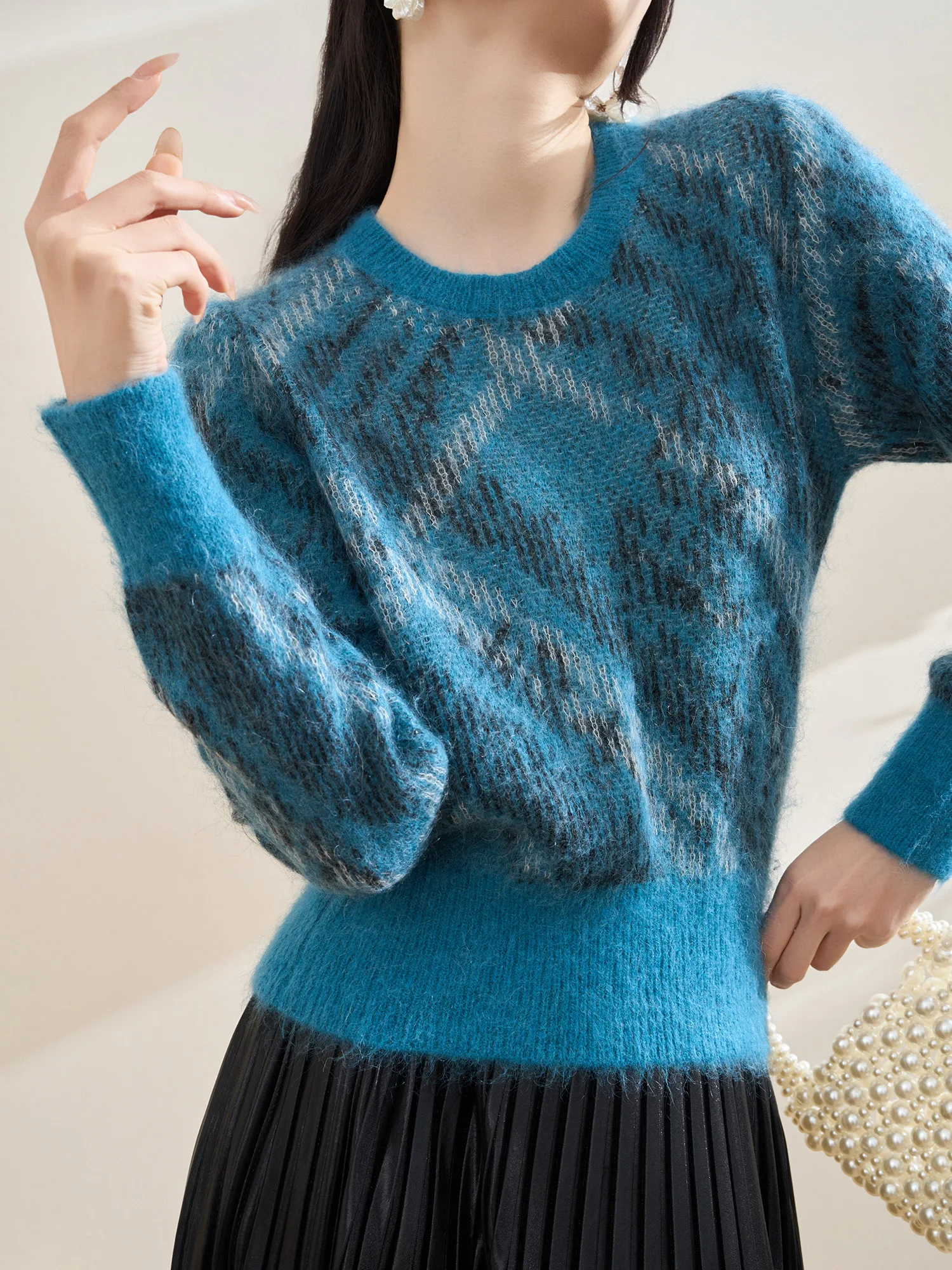 

Свободный вязаный свитер Flowing Era в корейском стиле с ромбовидным узором, синий, женский, модный, из полиэфирного волокна...