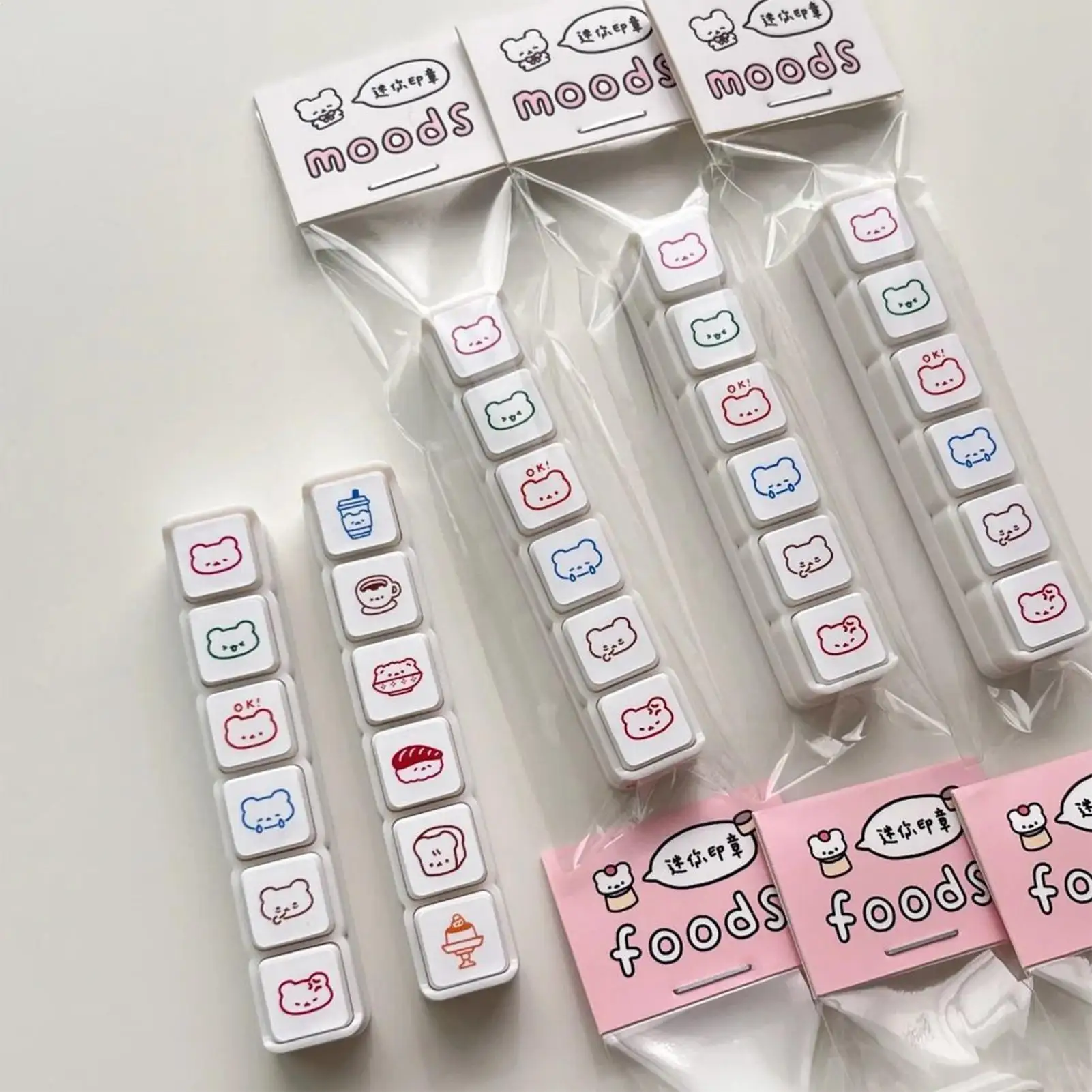 แสตมป์สมุดภาพ ชุดแสตมป์ขนาดเล็ก ลายการ์ตูน แสตมป์แบบพกพา ใช้ซ้ำได้ สำหรับงานจดบันทึก งานฝีมือ DIY อุปกรณ์ศิลปะ