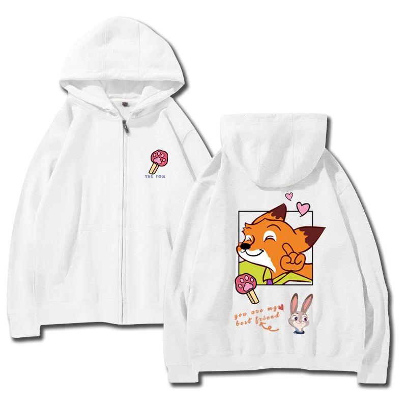 Fashion Crazy Zootopia Rabbit Judy Fox Nick Couple Sports Jacket Hoodie Women\'s Zipper cardigan Sweatshirt