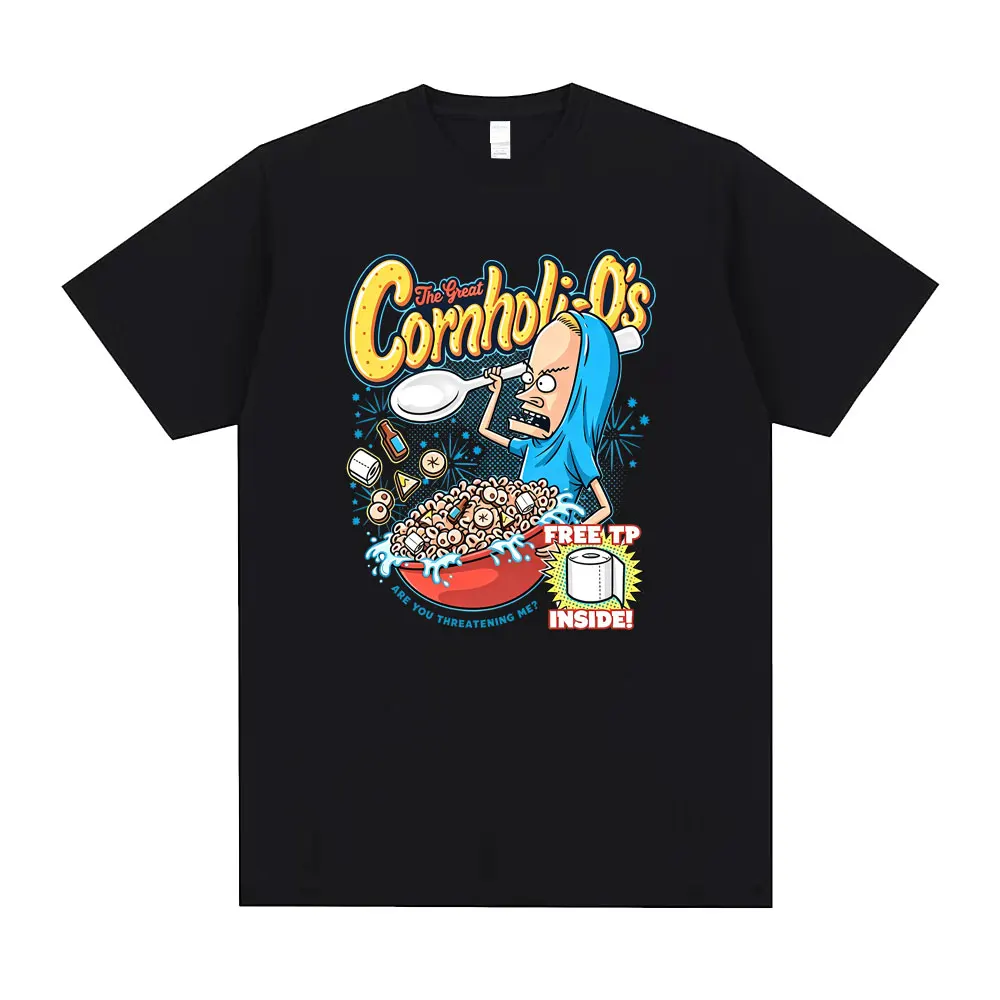 The Great Cornholio Are You Threatening Me T-shirt Cartoon Beavis and Butt Head Funny Meme T Shirt Men Retro Oversized T-shirts