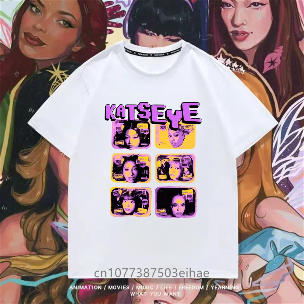 Katseye Girl Group Printed T Shirt Kids Boys Girls Summer Round Neck Short Sleeve Casual Fashion Daily Wear Children Clothing