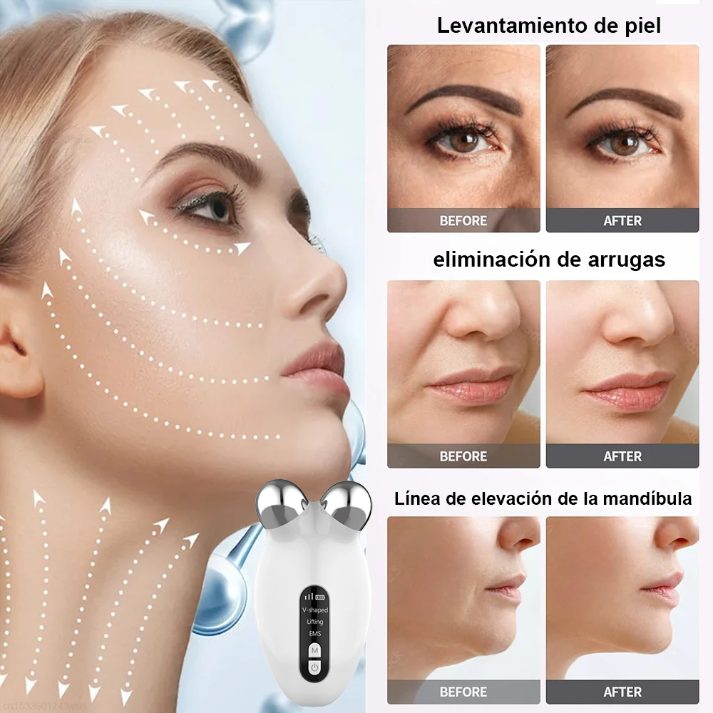 Masajeador de estiramiento Facial EMS, masajeador Facial de microcorriente, máquina de elevación de arrugas, masajeador de estiramiento Facial