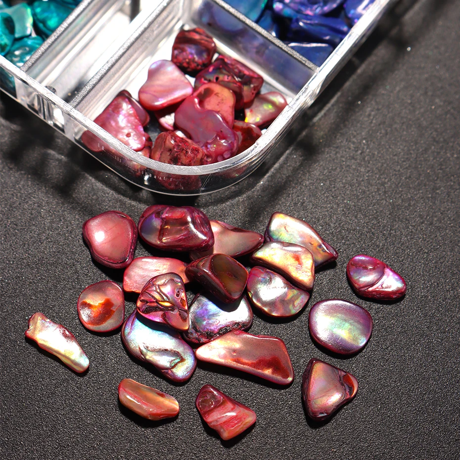 12er-Set Muschel-Nageldekorationen: Aurora-Muschelflocken, unregelmäßige 3D-Meerjungfrauen-Schillerstücke für Nagelkunst und Maniküre – Detail 8