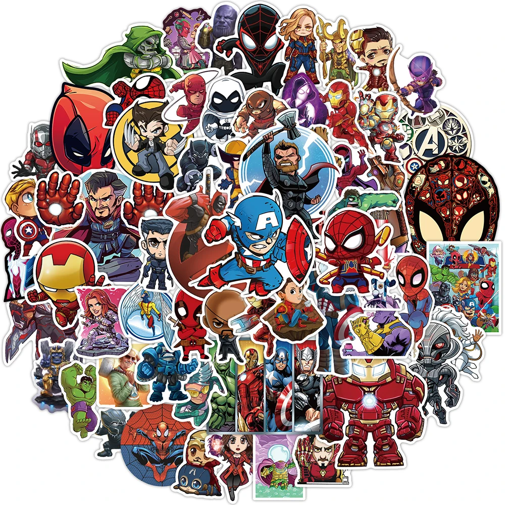 10/30/65PCS Disney Marvel The Avengers Super Hero Graffiti Stickers Cartoon Decals Toys Decoration For Notebook Phone Bike Car