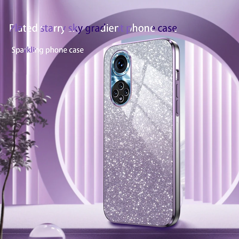 Transparent Star For Honor 50 Luxury Electroplated Glitter Case For Honor 50 Pro Honor 50 SE Soft TPU Bumper Phone Back Cover