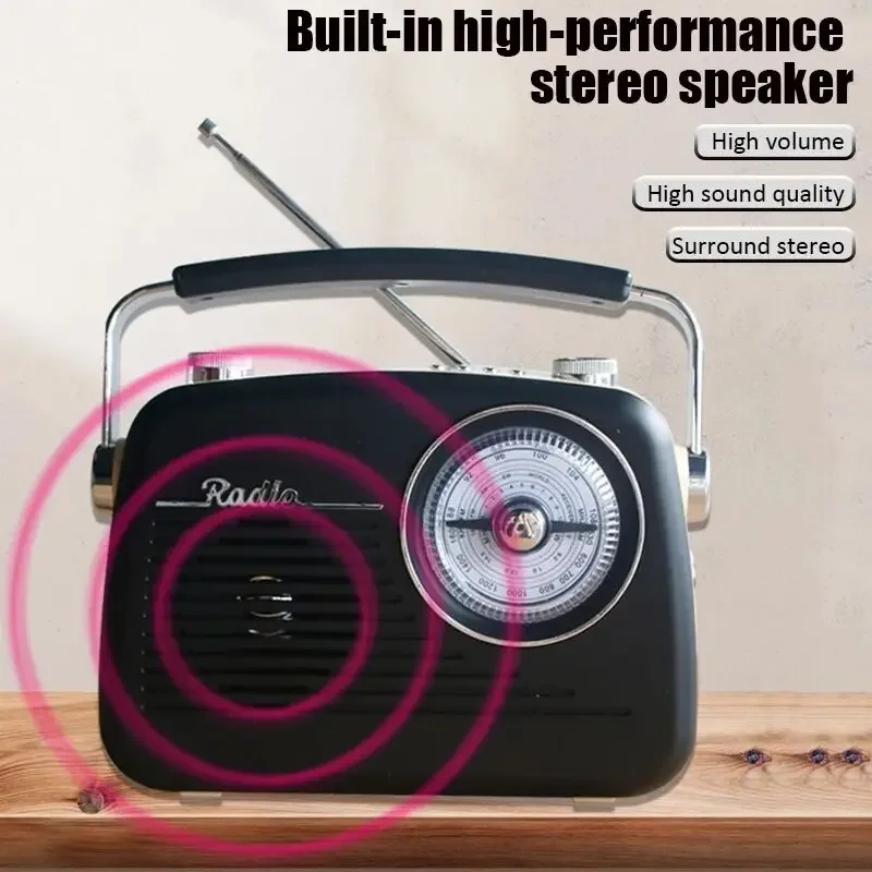 Portable High Sensitive Rechargeable Radio Home AM SW FM Radio Speaker BT USB TF Mp3 Music Player Support AC DC Battery Operated