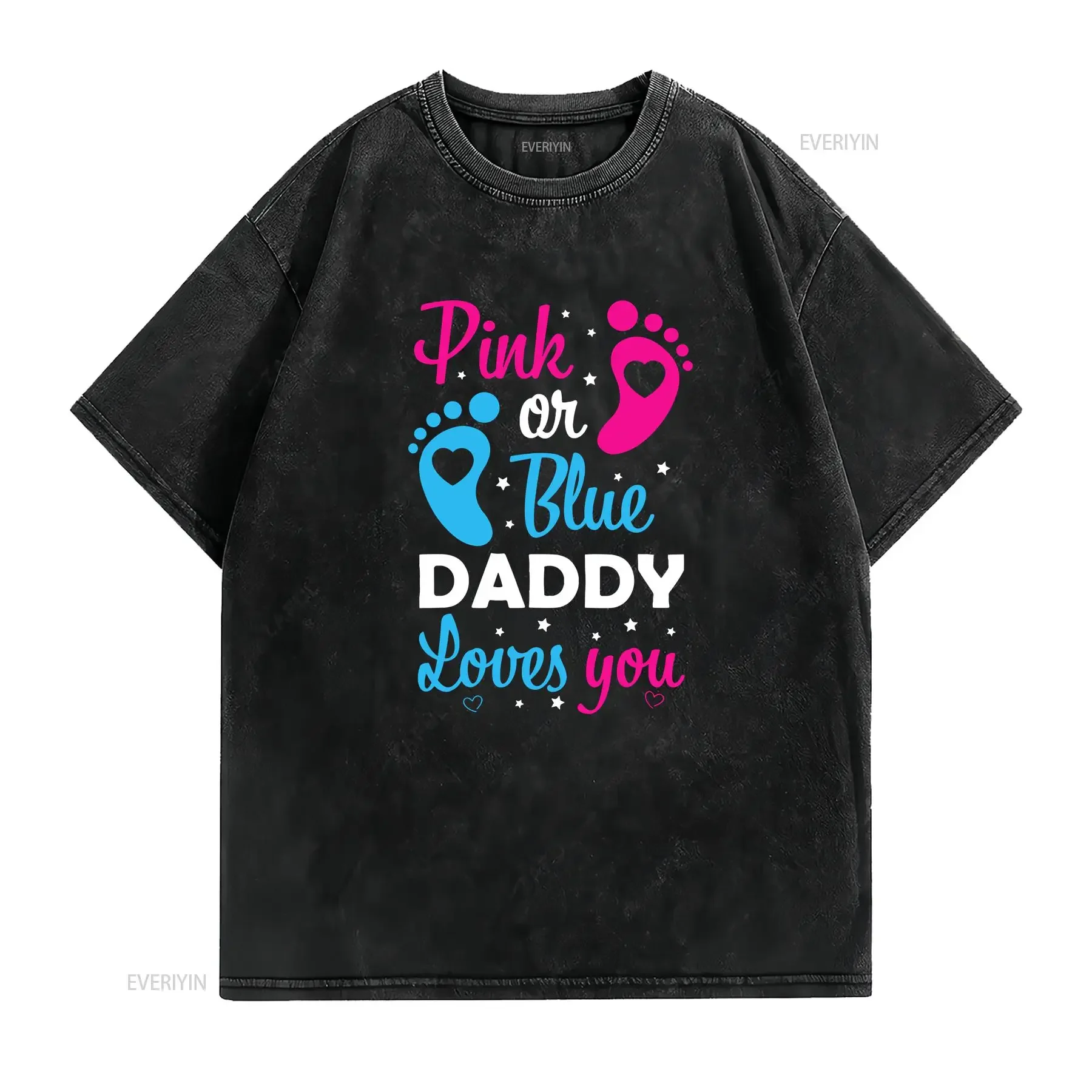 Gender Reveal Dad Daddy Father Family T Shirt  vintage Washed Casual streetwear Stylish Top For Everyday Wear Slightly graphic