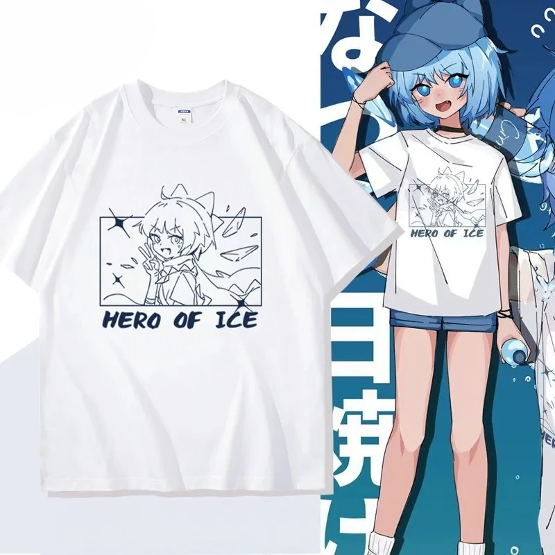 Anime TouHou Project Cirno Graphic T-shirt High-Quality Short Sleeve O-Neck Comfortable Streetwear Harajuku Y2k Men's Clothing