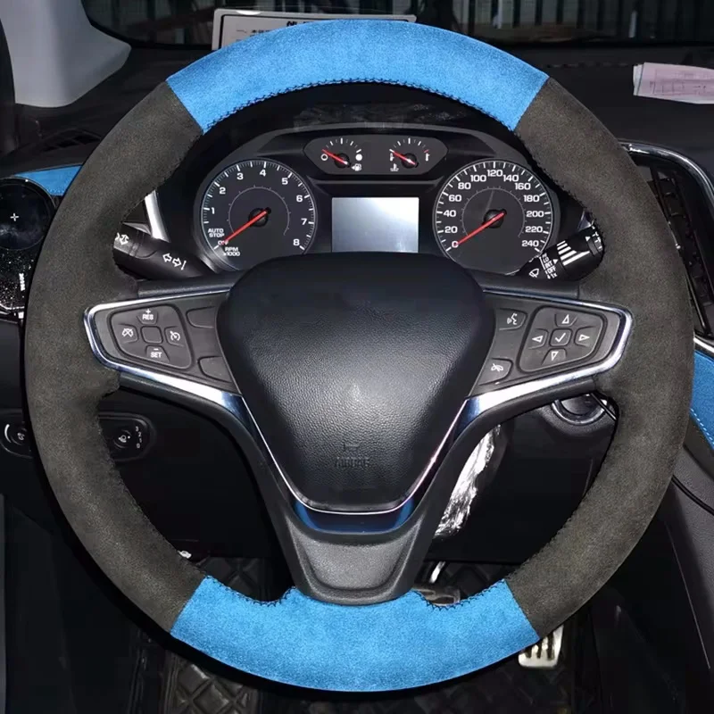 

For Chevrolet Cruze 2015 Volt 2016 2017 New Cruze Handsewing Black Suede Car Steering Wheel Cover