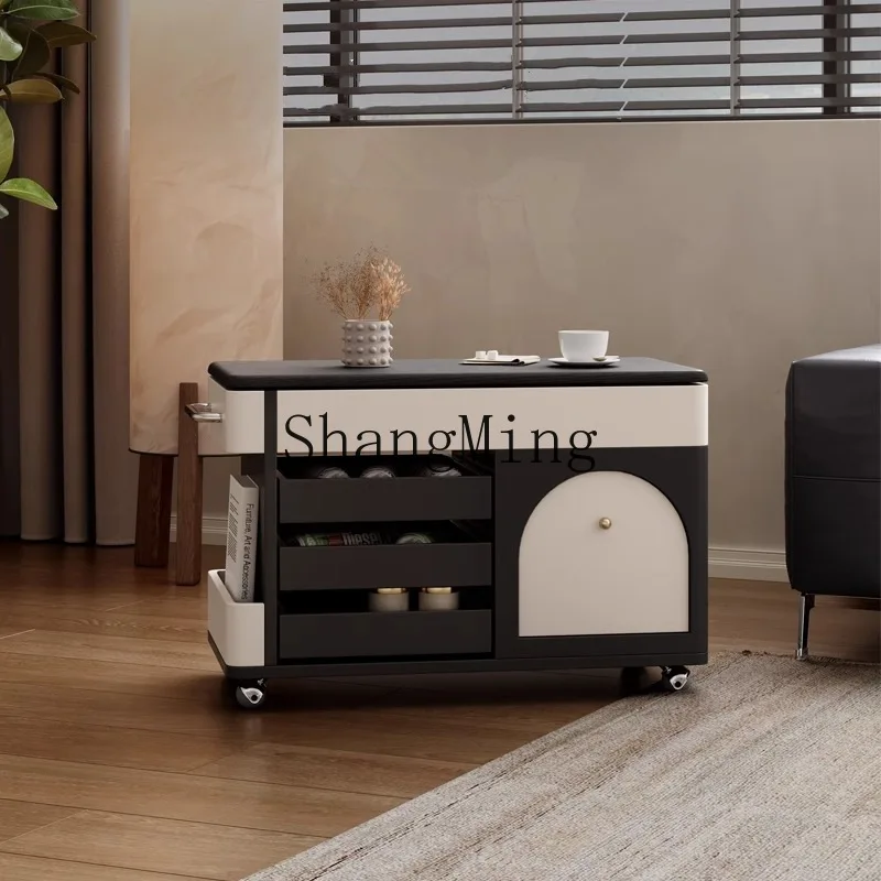 

ZYY minimalist trolley side table living room household small apartment movable coffee table creative sofa side table