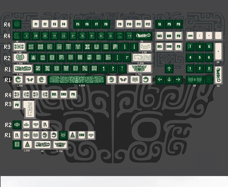 Tapa de tecla de bronce de estilo chino, Teclado mecánico de estilo clásico, verde Retro, Pbt, Oem, grabado lateral, verde oscuro