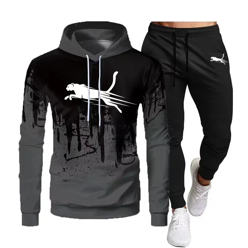 Herfst Winter Nieuwe herenmode casual Hoodies Sets Trainingspak Sportkleding Sweatpant met capuchon Sweatshirts jogging Sportsuit