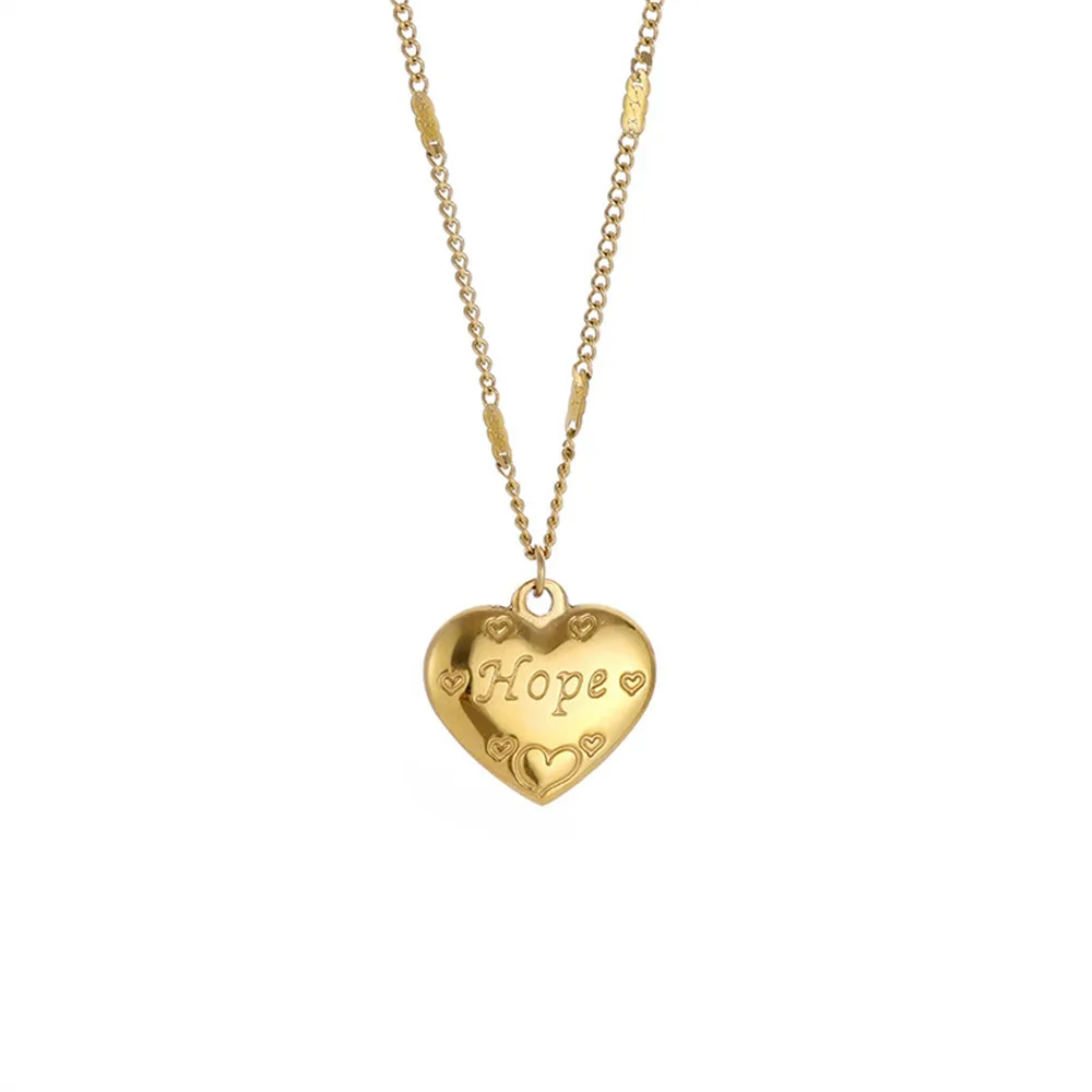 

Punk Clavicle Small Hope Heart Charm Pendant Female Gold Color Stainless Steel Choker Necklace Chain for Women Jewelry Gift 2025