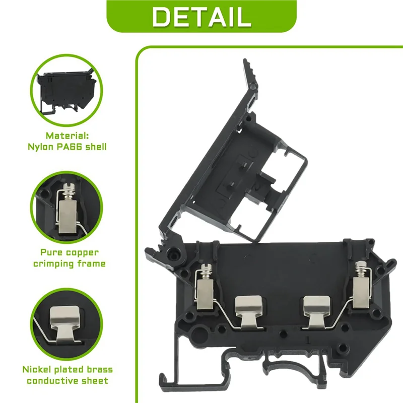 

AS60-UK5-HESI UK5RD Without LED DIN Rail Fuse Terminal Base Disconnect Terminal Block Screw Clip (Pack Of 20Pcs,Black)