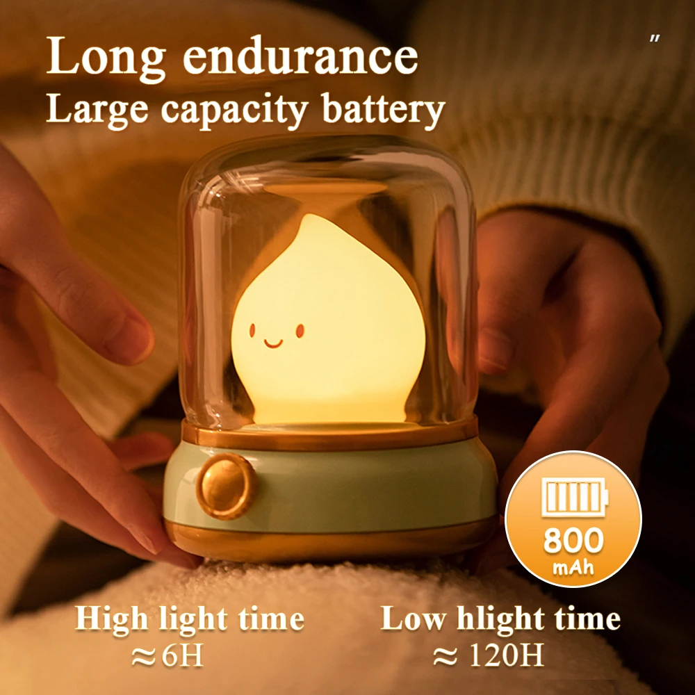 Kerosene Kids Night Light USB Rechargeable Dimmable Sleeping Lamp for Bedroom Decoration Gift Birthday