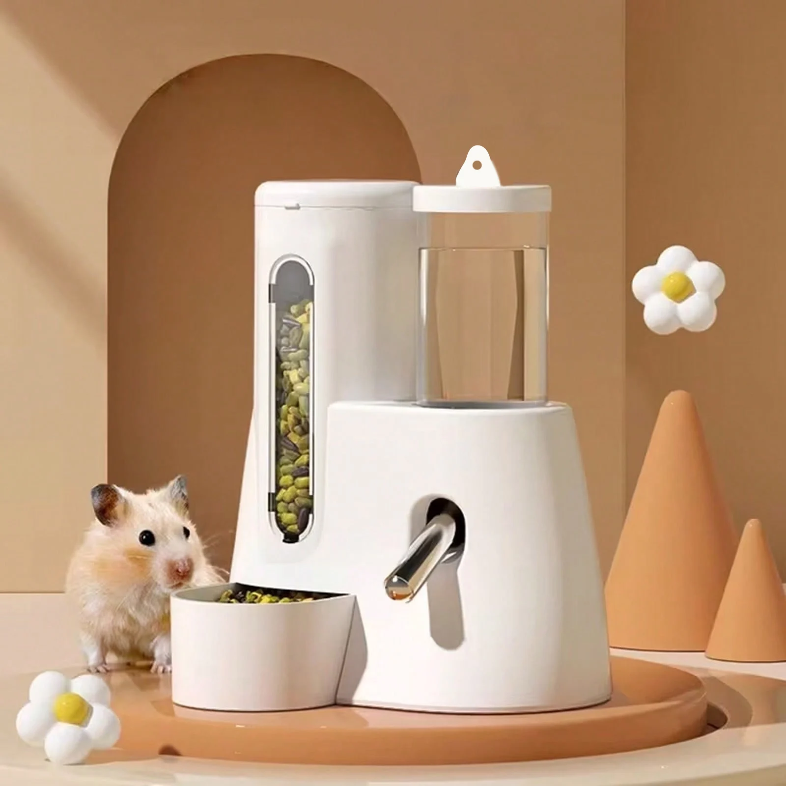 A Multifunctional Hamster Automatic Water Feeder, Water Bottle and Food Bowl All-In-One, Small Pet Automatic Water Feeder Box, No Batteries Needed