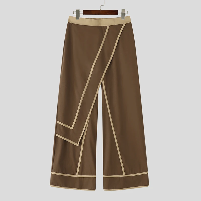 INCERUN Herren Unregelmäßige Hosen Patchwork Elastischer Bund Jogginghosen Weites Bein Streetwear Lose 2026 Mode Herren Lange Hosen – Detail 8
