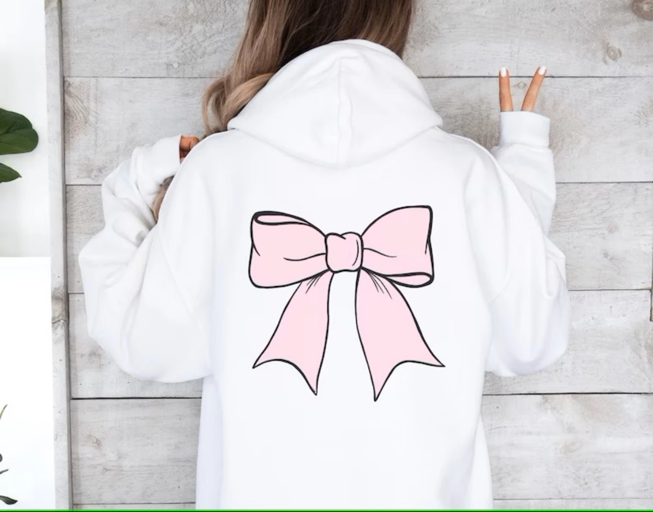 Big Bow Sweatshirt Pink Ribbon Cute Y2k Girly Pullover Top Coquette Trendy Aesthetic Crewneck Hoodie Winter Women Clothes