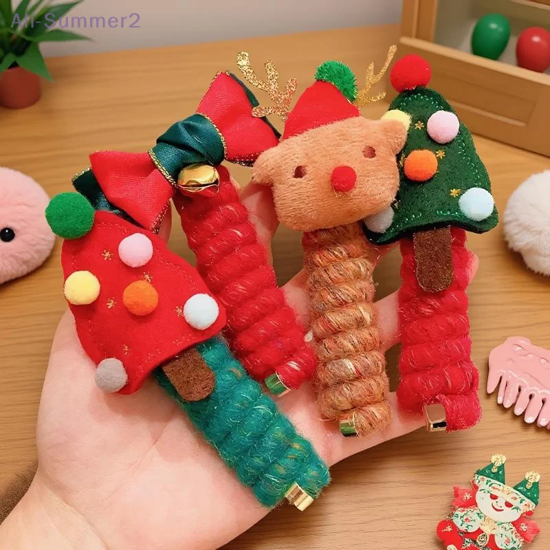 1/2 قطعة ربطات شعر حلزونية لعيد الميلاد للنساء | ربطات شعر مرنة على شكل ندفة الثلج، قفاز عيد الميلاد الملون، سحر قصب الحلوى | هوليدي جيف #4