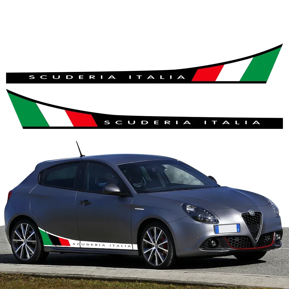 

For Alfa Giulietta 2PCS Car Door Side Stickers Long Sport Stripes Vinyl Film Decals Decoration Auto External Tuning Accessories